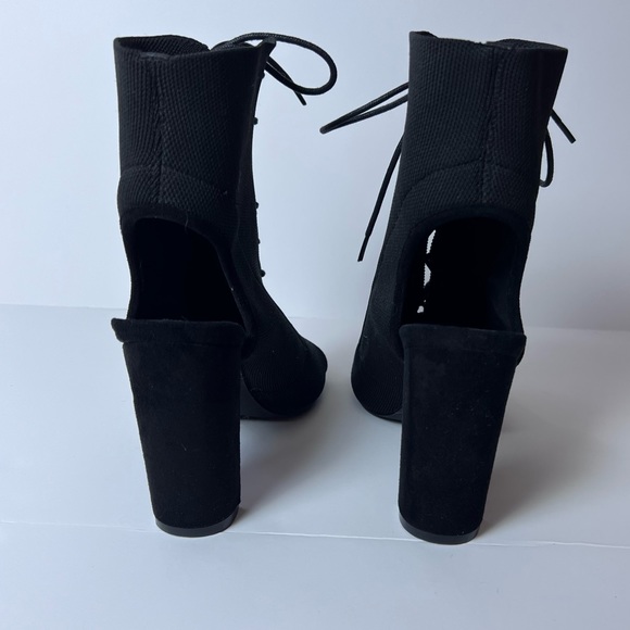 Cape Robbin Black Peep Toe Sock Chunky Heels - Knock Off Of Steve Madden Size 9 - Picture 3 of 7